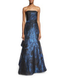 Baldachin Strapless Mermaid Gown, Metallic Navy