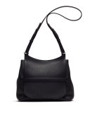 Sideby Pebbled Calfskin Crossbody Bag, Black