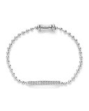 Sterling Silver Caviar Bracelet with Diamond Bar
