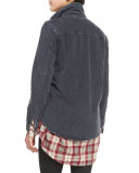 The Striped Denim Shirt Jacket, Black