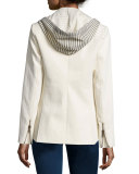 Stretch Jacket w/ Striped Hoodie Dickey, Ecru