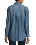 Carter Button-Front Chambray Shirt, Dark Vintage