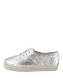 Hastings Lace-Up Espadrille Flat, Silver