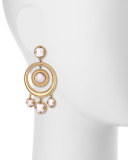 Crystal Coin Statement Earrings, Gold/Pink