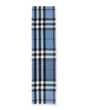 Lightweight Cashmere-Blend Mega-Check Scarf, Blue