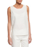 Sleeveless Linen-Blend Shell 