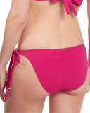 Double-Tie Solid Swim Bottom, Dahlia