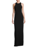 Kaye Crisscross-Back Sleeveless Gown, Black