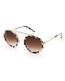 Conti Gradient Aviator Sunglasses, Black/White/Gold