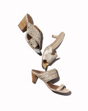 Viv Stitched Metallic Slide Sandal, Neutral