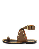 Jools Studded Ankle-Wrap Sandal, Bronze