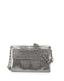 Crocodile Small Chain-Strap Shoulder Bag, Anthracite