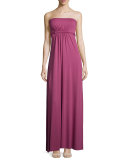 Strapless Empire-Waist Caftan Maxi Dress, Vino, Plus Size