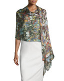 Camu Butterfly Silk Voile Shawl, Multicolor