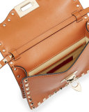 Small Rockstud Flap Crossbody Bag, Tan
