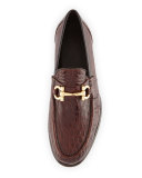 Mason 2 Crocodile Gancini Loafer, Almond