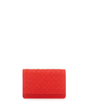 Woven Flap Credit Card Case, Red