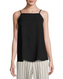 Taylor Sleeveless Double-Georgette Silk Blouse, Black