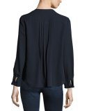 Lace-Up Silk Georgette Top