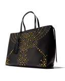 Panama Studded Leather Tote Bag, Black