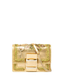 Miss Viv Floral Metallic Leather Micro Shoulder Bag, Gold