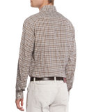 Check Woven Sport Shirt, Brown