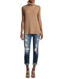 Josefina Relaxed-Fit Distressed Jeans, Blue