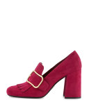 Suede Buckle Kiltie Loafer, Bougainvillea (Bougainvillea)