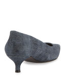 Poco Denim Kitten-Heel Pump, Navy