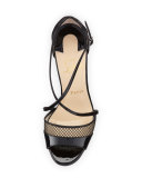 Slikova Patent Mesh Red Sole Sandal, Black
