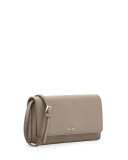 Saffiano Lux Mini Crossbody Bag, Gray (Argilla)