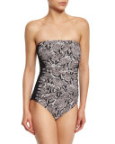 Argento Snake-Print Bandeau One-Piece Swimsuit