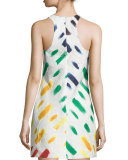 Sleeveless Couture Brushstroke Mini Dress, Multi Colors
