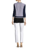 Striped Crepe de Chine Sleeveless Tunic, Vivid Denim/Multi