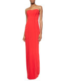 Strapless Sweetheart-Neck Gown, Red