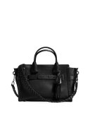 Swagger Whipstitch Leather Satchel Bag, Black