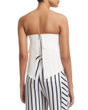 Strapless Layered Bustier Top, Ivory