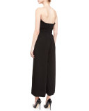 Strapless Wide-Leg Cropped Jumpsuit, Black