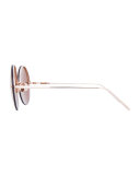 Rimless Round Mirrored Sunglasses, Rose Gold