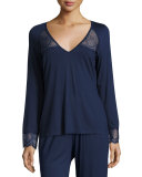 Cheyene Long-Sleeve Lounge Top, Navy