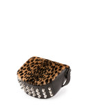 Mini Lia Printed Kangaroo Fur Crossbody Bag, Cheetah