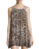 Silk Halter-Neck Chemise, Gray Multi