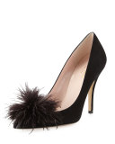 lilo pouf point-toe suede pump, black