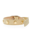 Simple Tour Studded Leather Belt Bracelet, Beige