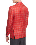 Cashmere-Blend Plaid Sport Coat, Red
