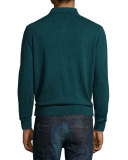 Cashmere Long-Sleeve Polo Sweater, Emerald