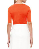 Stretch-Cotton Square-Neck Top, Azure