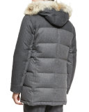 Mixed-Media Quilted Parka w/Fur-Trim Hood, Lead