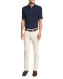 Collection Perfect Piqué Short-Sleeve Shirt, Blue