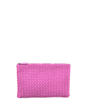 XL Intrecciato Leather Cosmetics Pouch, Pink